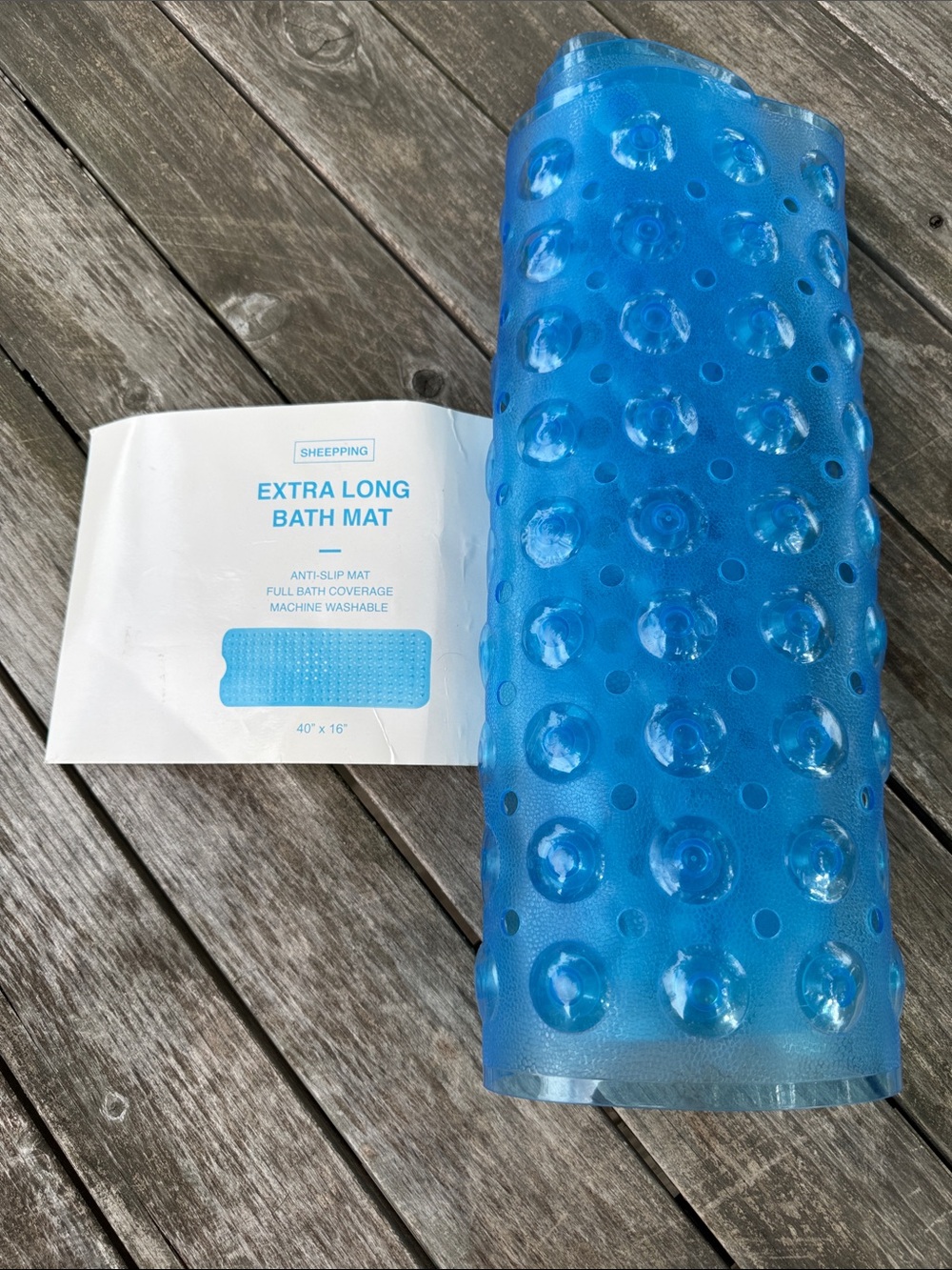 Blue Extra Long Bath Mat - Anti-Slip
